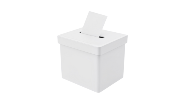 White Ballot Box with Slot for Voting isolated on transparent background png
