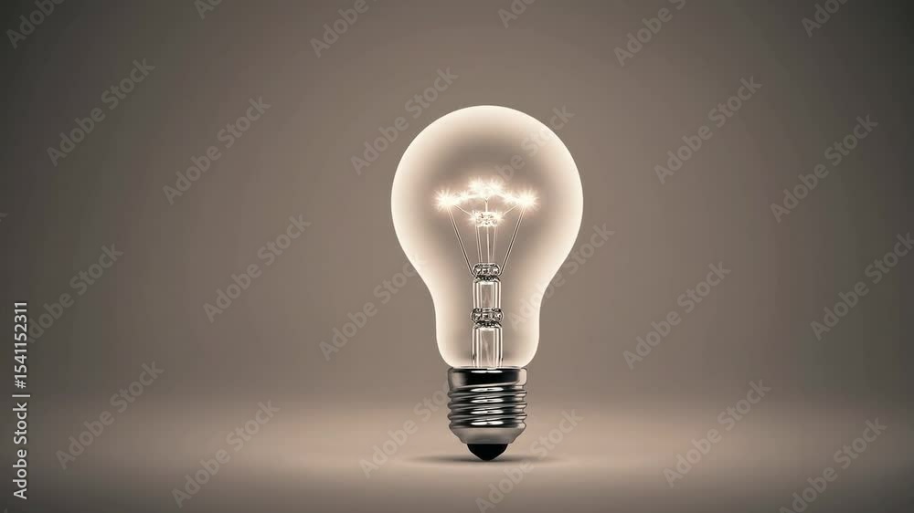 Poster Light bulb glowing illumination electricity innovation idea energy luminous transformation create simple composition with warm