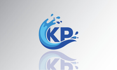 KP Wave Monogram Logo – Creative Splash Letter mark with Water Flow & Motion Effect for Fresh, Dynamic Branding & Aqua-Themed Identity Design
