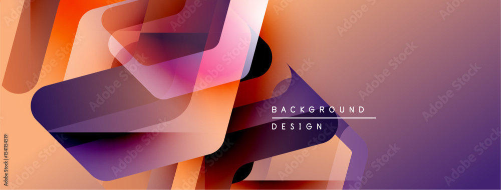 Poster abstract geometric shapes overlap, creating vibrant color gradients. modern design with warm tones d