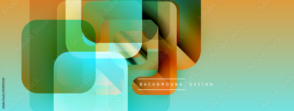 Aufkleber Abstract geometric shapes overlap, creating vibrant color gradients. Modern design elements suggest digital art, background texture.