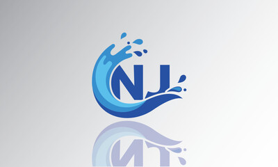 NJ Wave Monogram Logo – Creative Splash Letter mark with Water Flow & Motion Effect for Fresh, Dynamic Branding & Aqua-Themed Identity Design
