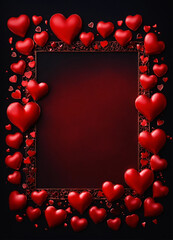 frame with red hearts