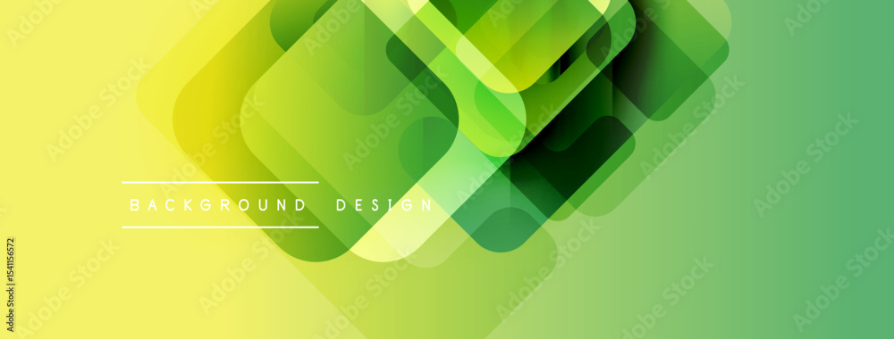 Poster Abstract geometric shapes overlap, creating vibrant green, yellow gradient. Modern design element for backgrounds, presentations.