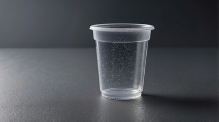 A Clear Plastic Cup on a Dark Surface