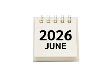2026 JUN text on desk calendar with clipping path isolated on white background. 2026 JUNE and...