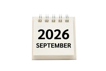 2026 SEP text on desk calendar with clipping path isolated on white background. 2026 SEPTEMBER and...
