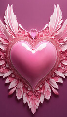 pink heart on a wooden background