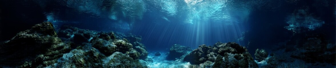 Fototapeta premium Underwater exploration 360 degree hdr hdri view of ocean depths