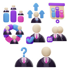 3D Election Candidate Icons – Leadership, Selection, Ranking, Political Avatars