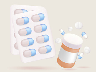 Cute illustration of generic medicine blister pack for drugstore to use for promoting medicine and nutrition
