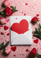 valentine card with roses and hearts