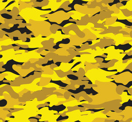 Yellow army camouflage seamless pattern