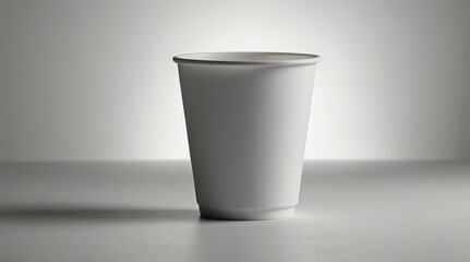 Simple White Disposable Cup on White Background
