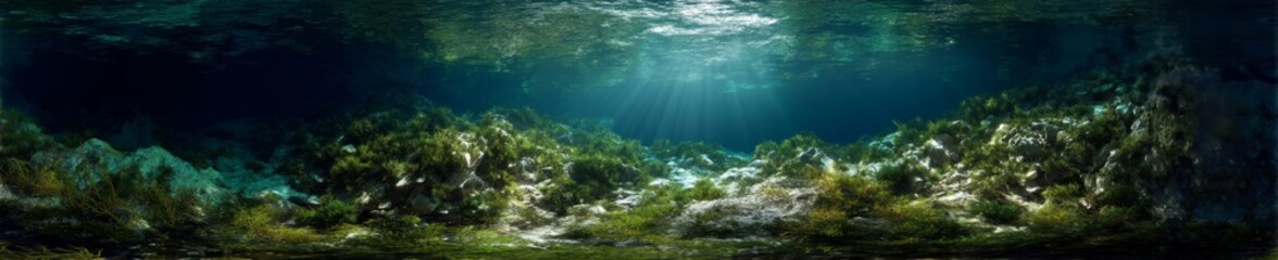 Obraz premium Underwater 360 degree hdr scene ocean floor nature serene environment