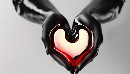 red heart on black