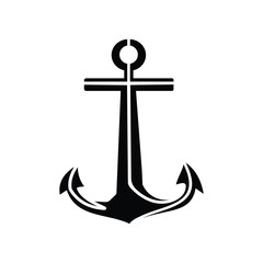Black anchor icon symbol vector