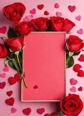 red roses and blank card