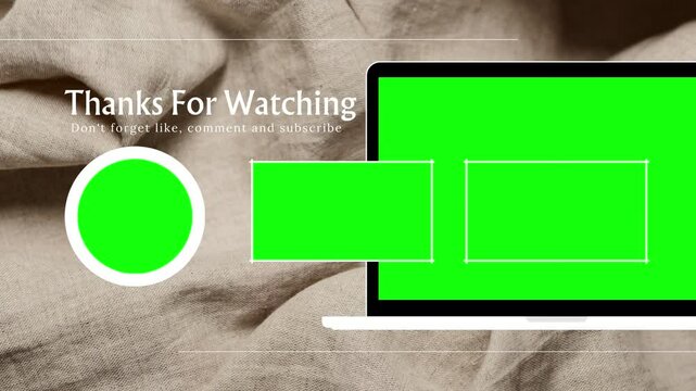 Elegant Linen Background YouTube End Screen Template – “Thanks For Watching” with Chroma Key Placeholders and Subscribe Prompt - Powered by Adobe