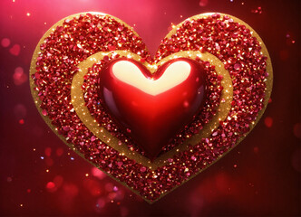 red heart on a red background