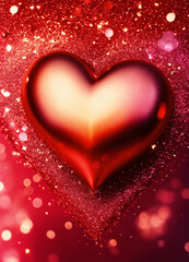 red heart on red background