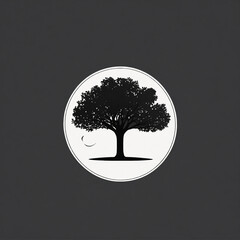 vector tree silhouette on black