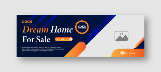 Social media banner for home sale marketing. Minimalistic editable home sale advertising real estate banner. real estate banner for sale. elegant sale and discount promotional advertising banner.