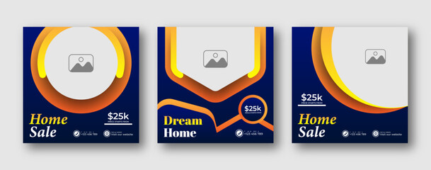 Social media post for home sale. Minimalistic editable home sale advertising real estate poster. real estate for sale poster elegant sale and discount promotional advertising banner.