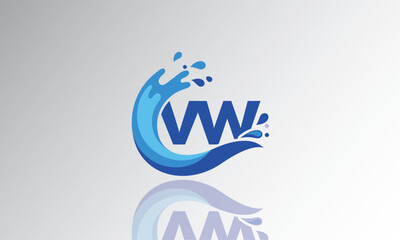 VW Wave Monogram Logo – Creative Splash Letter mark with Water Flow & Motion Effect for Fresh, Dynamic Branding & Aqua-Themed Identity Design
