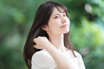 Naklejka premium 女性 髪