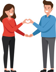 Obraz premium Couple making heart shape with hands love and relationship concept vector illustration 
