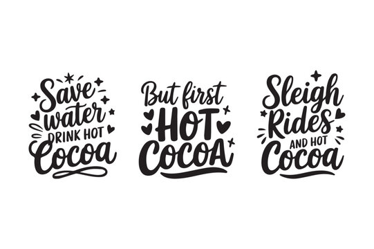 Hot Cocoa Quote Bundle – Winter Drink Typography Clipart Set