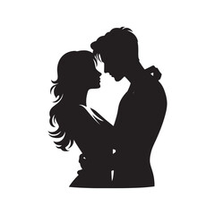 couple vector silhouette clip art logo design illustration. happy wedding, marriage ceremony, anniversary.