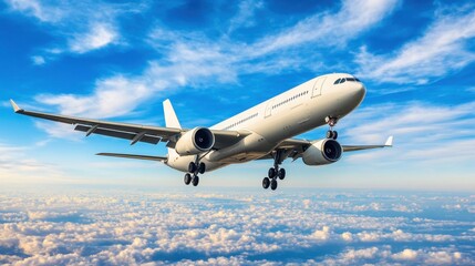 Futuristic AI Controlled Passenger Jet Flying in the Sky