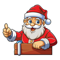 Cartoon santa claus giving a thumbs up from a chimney