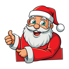 Cartoon santa claus giving a thumbs up with a happy face