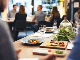 Food business pitch to investors, branding slides showing dishes, founders presenting passionately