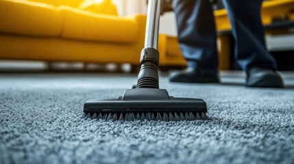 High-Tech Vacuum Cleaner Removing Stubborn Dirt from Carpet Fibers