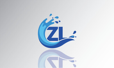 ZL Wave Monogram Logo – Creative Splash Letter mark with Water Flow & Motion Effect for Fresh, Dynamic Branding & Aqua-Themed Identity Design

