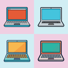 Laptop Flat Illustration in Simple Minimalist Style