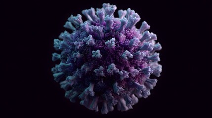 3D Render of Purple and Blue Coronavirus COVID-19 Virus Particle