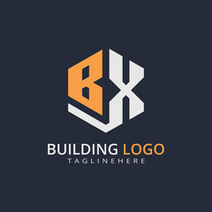 Obraz premium Modern Building Letter Logo Design – Real Estate Monogram Branding 