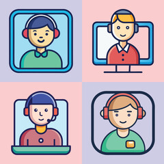Video Call Icon Flat Style Communication Vector Illustration