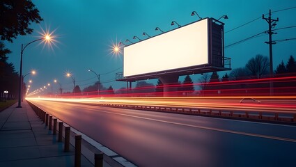 Commercial Display Mockup: Blank Billboard in the Highway 