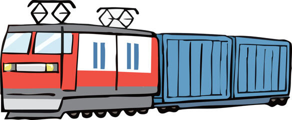 手で描いた貨物列車のベクターイラスト