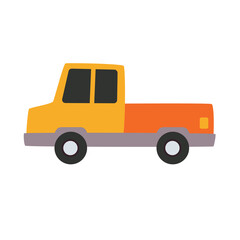 Truck vector image, truck clip art, clip art truck, yellow truck vector cartoon icon flat illustration
