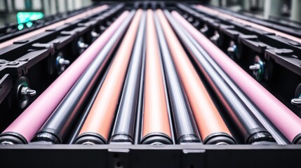 Industrial printing rollers in a machine