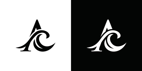 Fototapeta premium logo initial a and waves simple vector