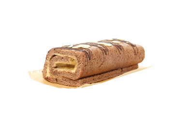 Cake roll isolated on white background, PNG