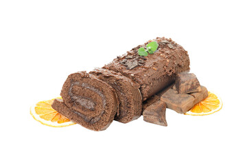 Cake roll isolated on white background, PNG